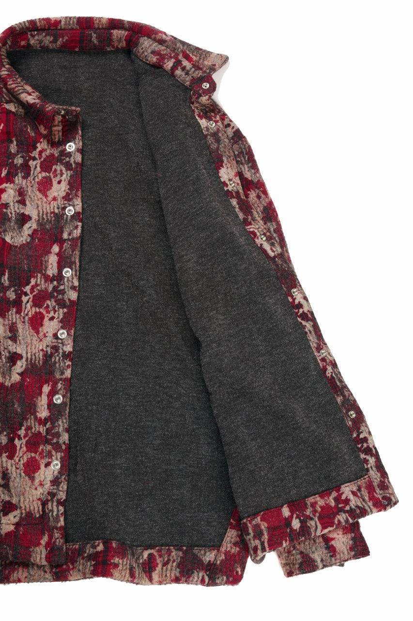 画像をギャラリービューアに読み込む, A.F ARTEFACT SNAPPED SHIRT / JACQUARD ABSTRACT PATTERN (RED)