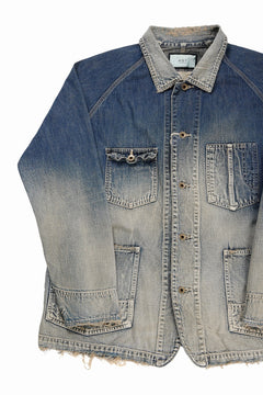 画像をギャラリービューアに読み込む, FULLCOUNT x N/07 exclusive COVER ALL JACKET / 10.5oz Zimbabwe Denim (INDIGO BLUE / EFFECTED)