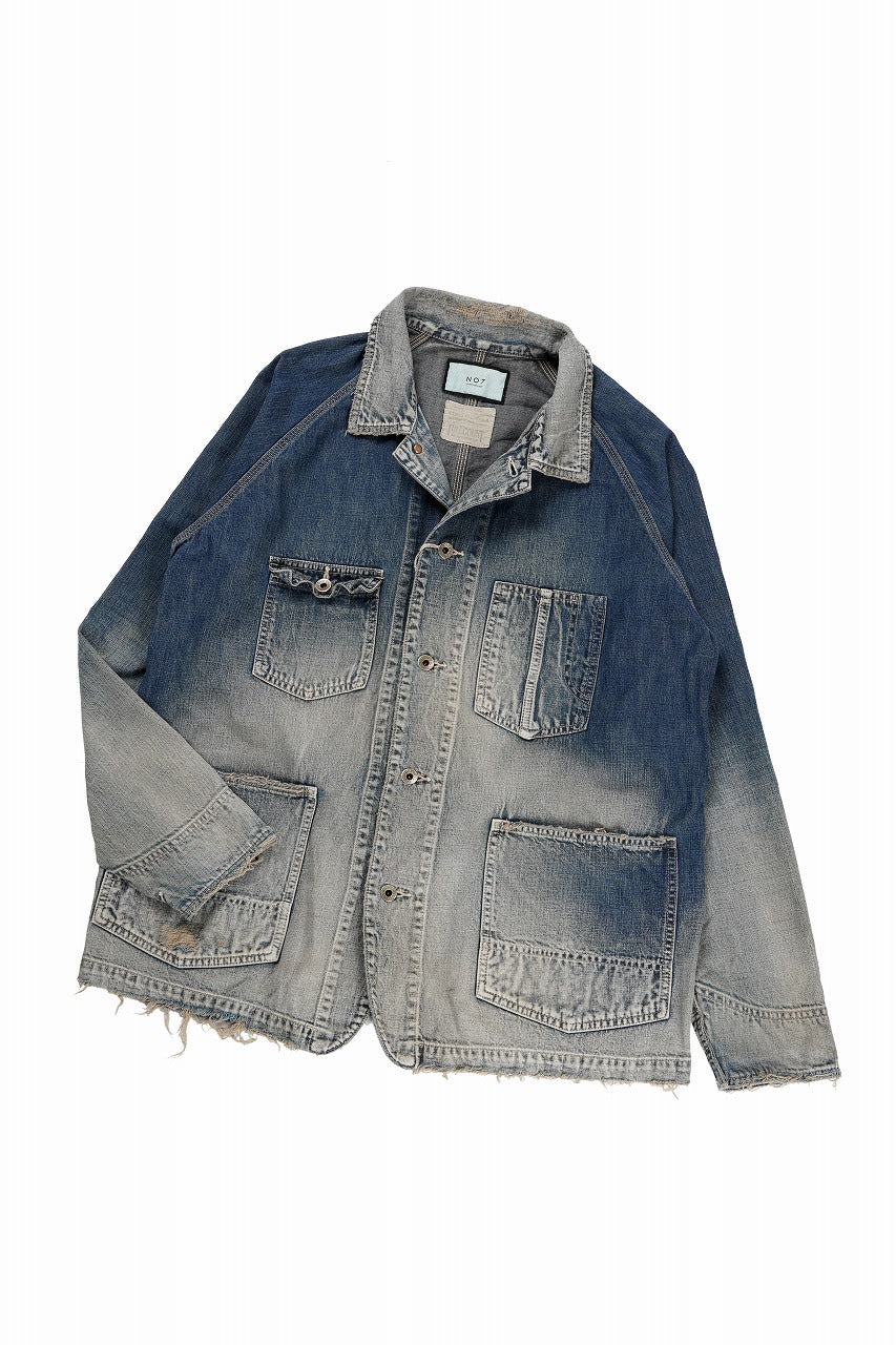 画像をギャラリービューアに読み込む, FULLCOUNT x N/07 exclusive COVER ALL JACKET / 10.5oz Zimbabwe Denim (INDIGO BLUE / EFFECTED)
