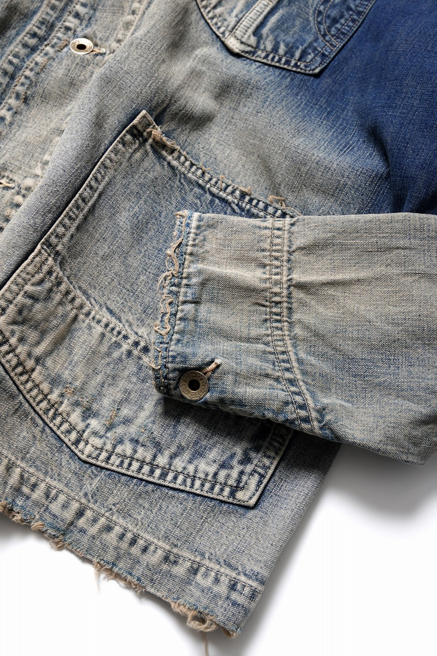 画像をギャラリービューアに読み込む, FULLCOUNT x N/07 exclusive COVER ALL JACKET / 10.5oz Zimbabwe Denim (INDIGO BLUE / EFFECTED)
