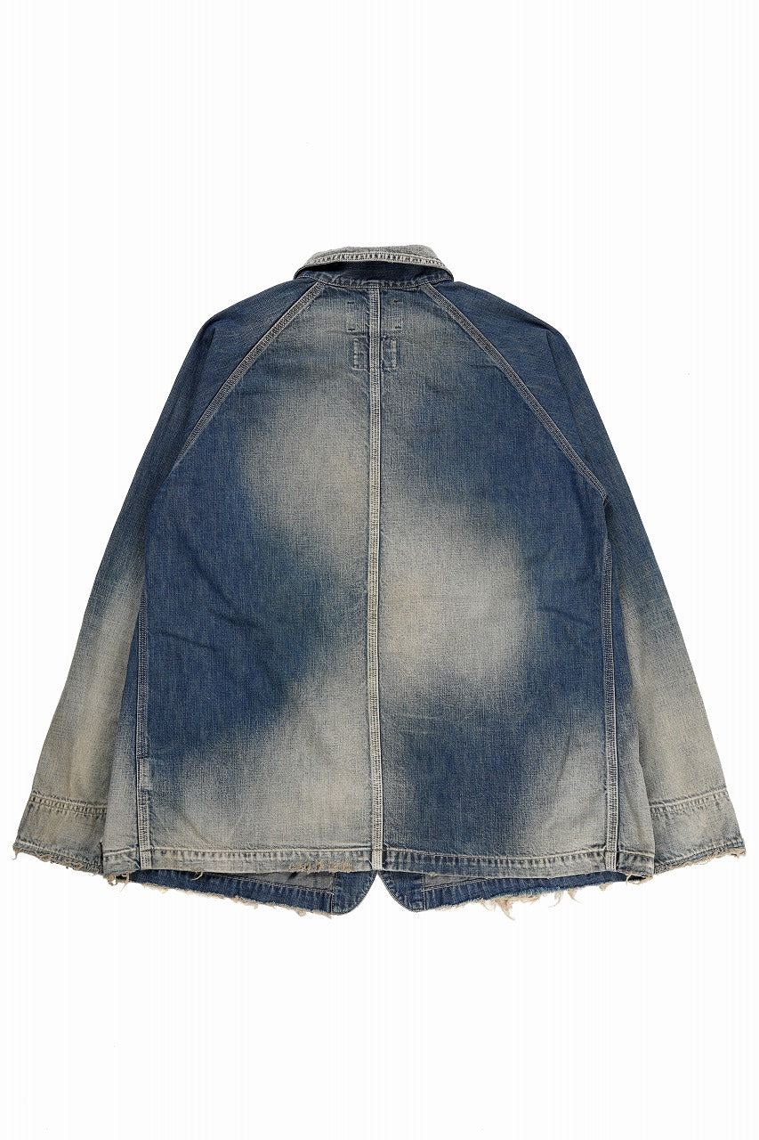 画像をギャラリービューアに読み込む, FULLCOUNT x N/07 exclusive COVER ALL JACKET / 10.5oz Zimbabwe Denim (INDIGO BLUE / EFFECTED)