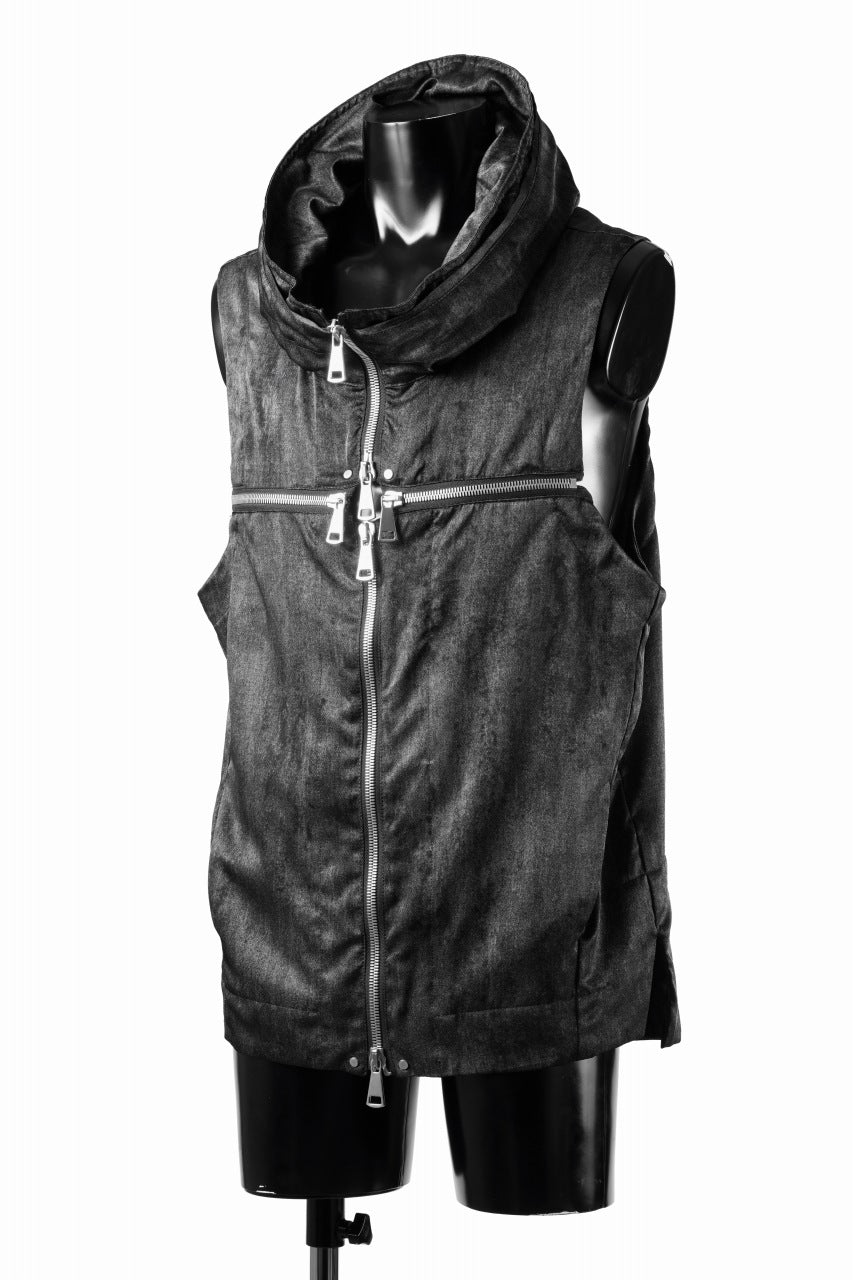A.F ARTEFACT CROSS ZIP VEST / UNEVEN TEXTURE (BLACK) | Official