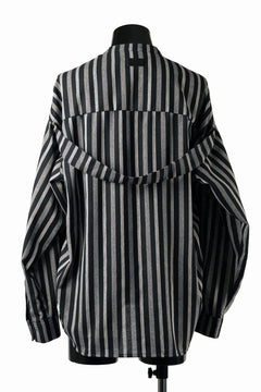 Load image into Gallery viewer, A.F ARTEFACT STAND COLLAR SHIRT / VERTICAL STRIPE (BLACK x LIGHT GREY)