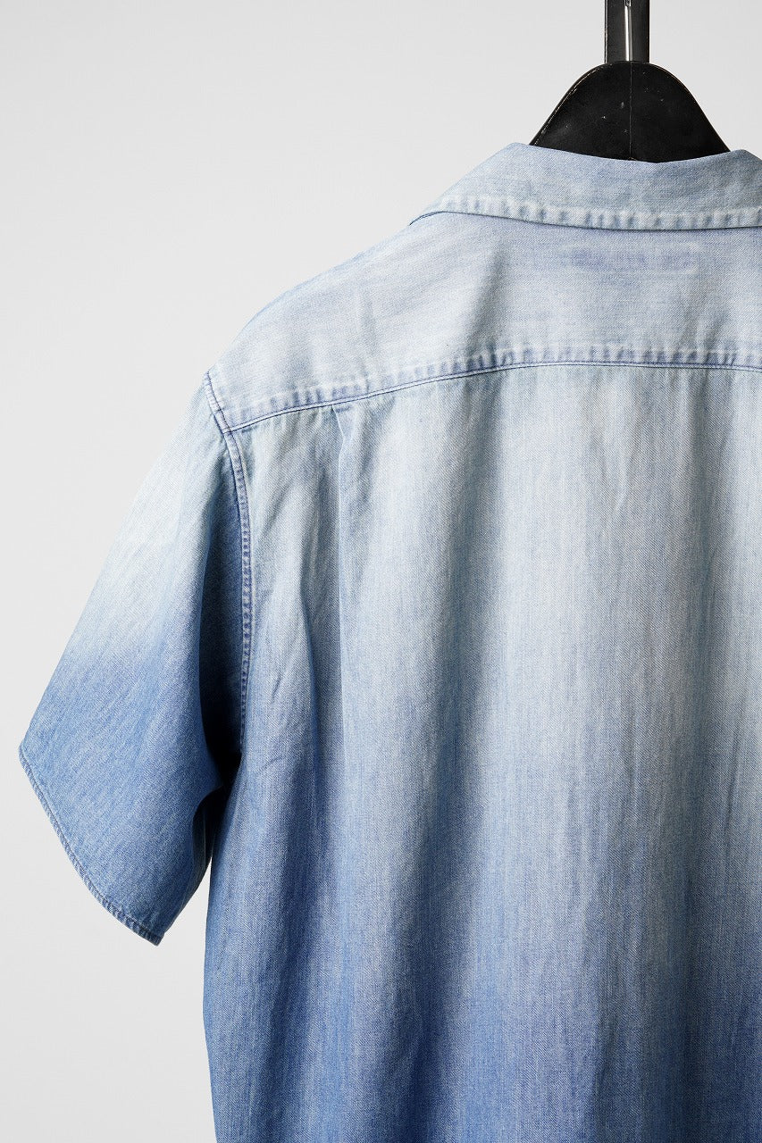Load image into Gallery viewer, FULLCOUNT 4100HW-2 Denim Open Collar S/S Shirt (Indigo Blue)