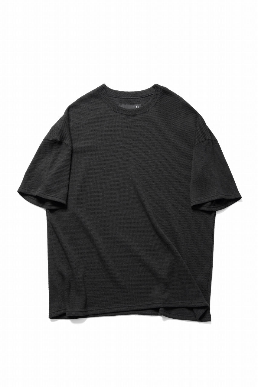A.F ARTEFACT OVER SIZE FIT S/S TOP / HONEY COMB WAFFLE KNIT JERSEY (BLACK)