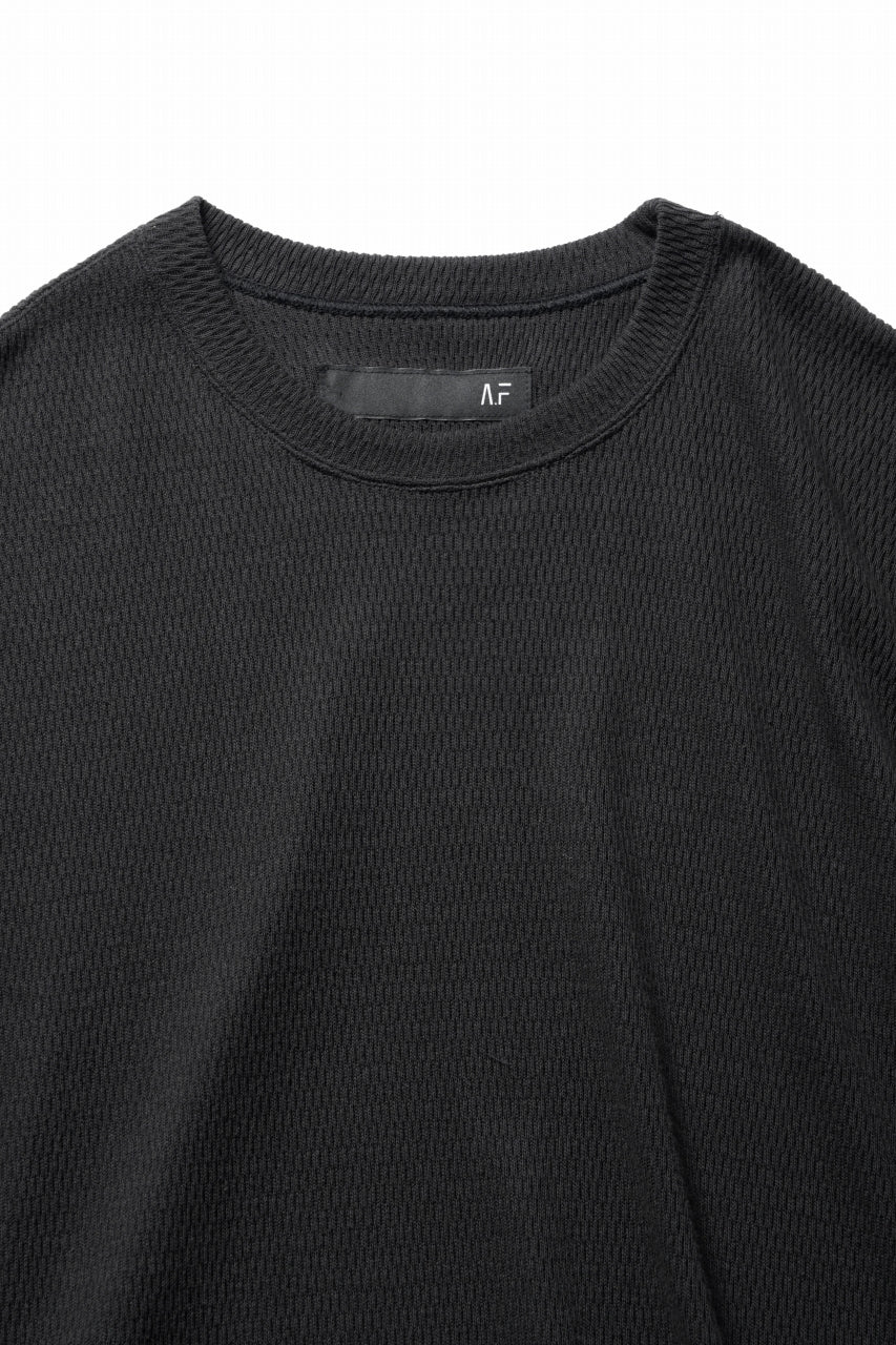 A.F ARTEFACT OVER SIZE FIT S/S TOP / HONEY COMB WAFFLE KNIT JERSEY (BLACK)