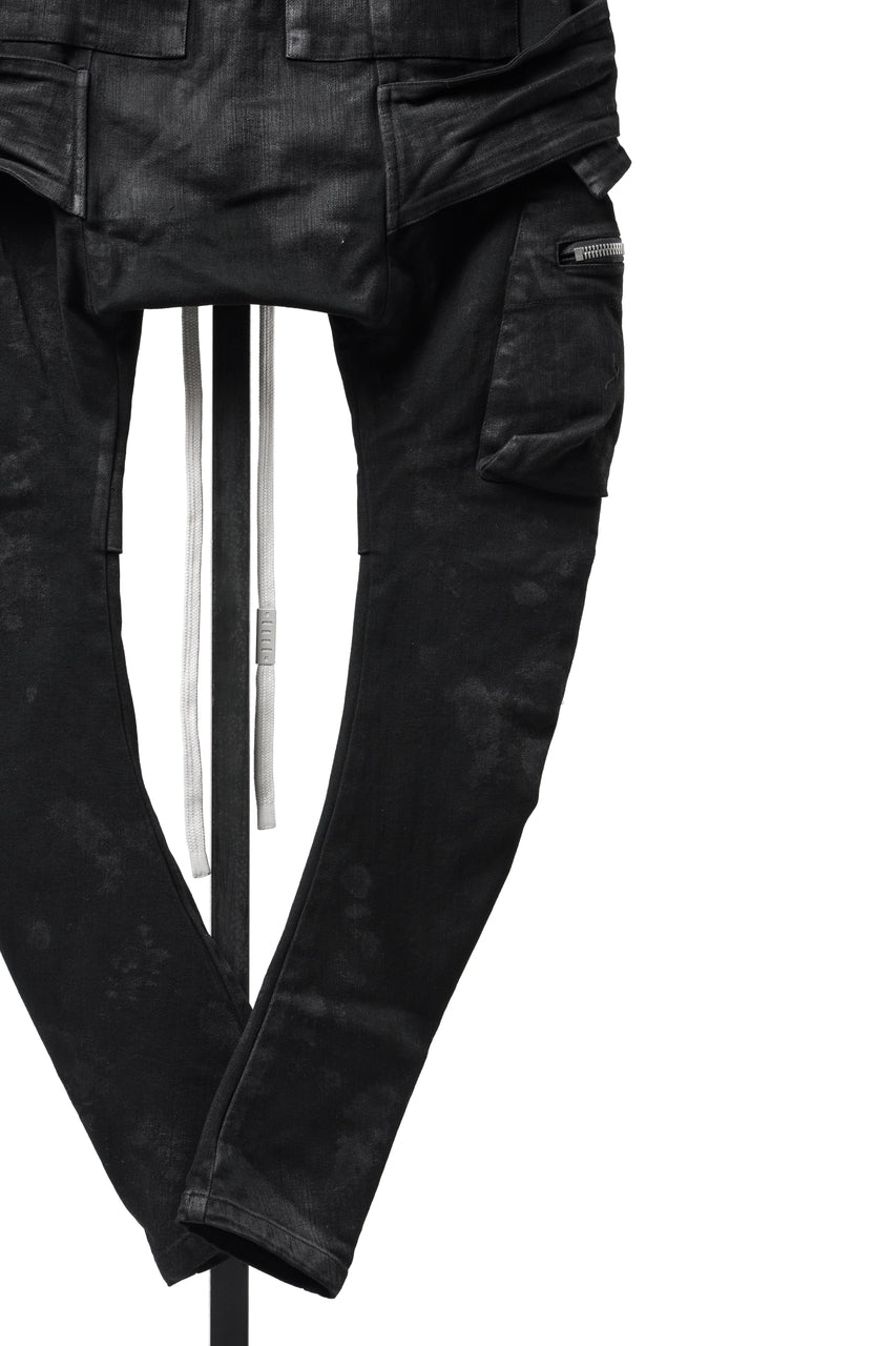 画像をギャラリービューアに読み込む, A.F ARTEFACT COATING CARGO SAROUEL SKINNY PANTS / HI-STRETCH DENIM (BLACK)