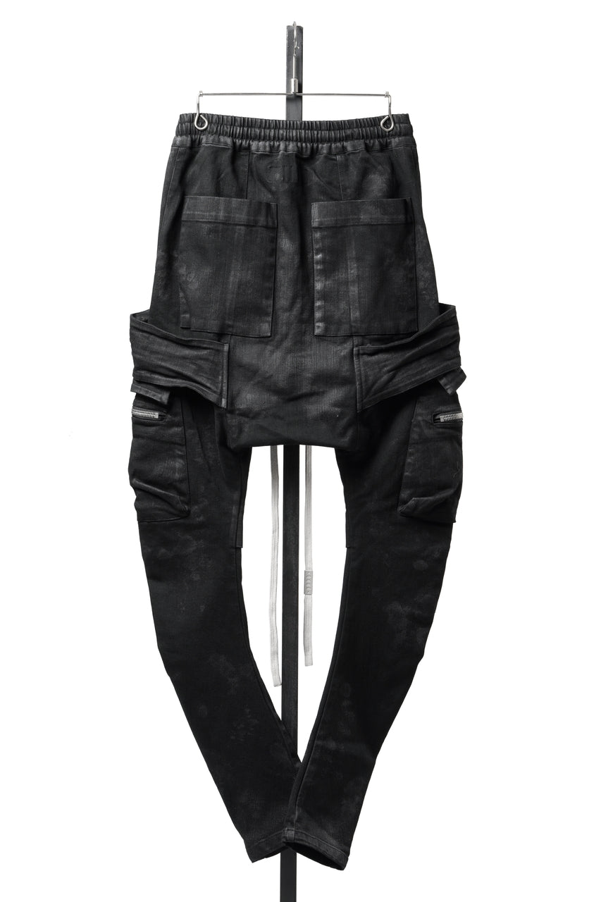 画像をギャラリービューアに読み込む, A.F ARTEFACT COATING CARGO SAROUEL SKINNY PANTS / HI-STRETCH DENIM (BLACK)