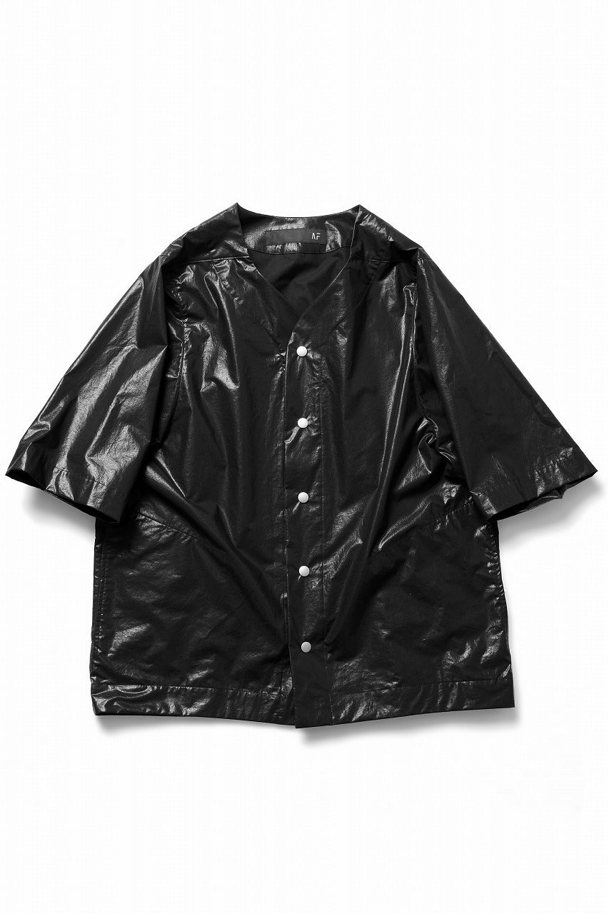 A.F ARTEFACT NO COLLAR SHIRT / COATING COTTON (BLACK)