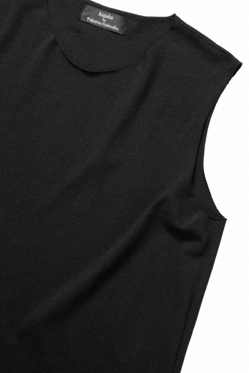 Load image into Gallery viewer, kujaku linen cotton jersey sleeve-less tops / K-154 (black)
