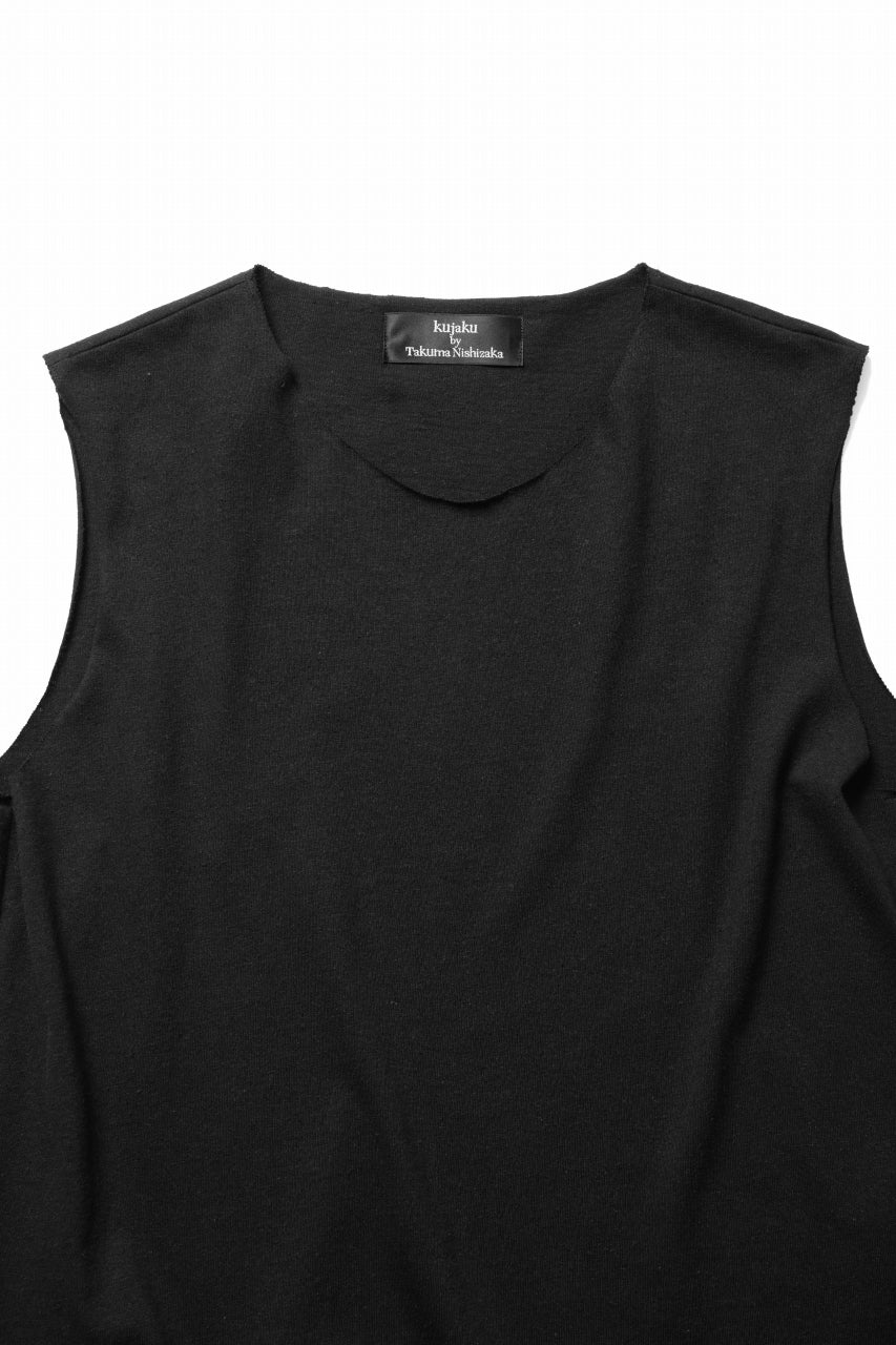 Load image into Gallery viewer, kujaku linen cotton jersey sleeve-less tops / K-154 (black)