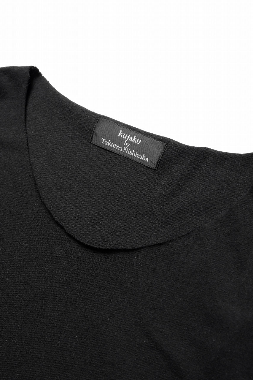 画像をギャラリービューアに読み込む, kujaku linen cotton jersey rawedge tops / K-875 (black)