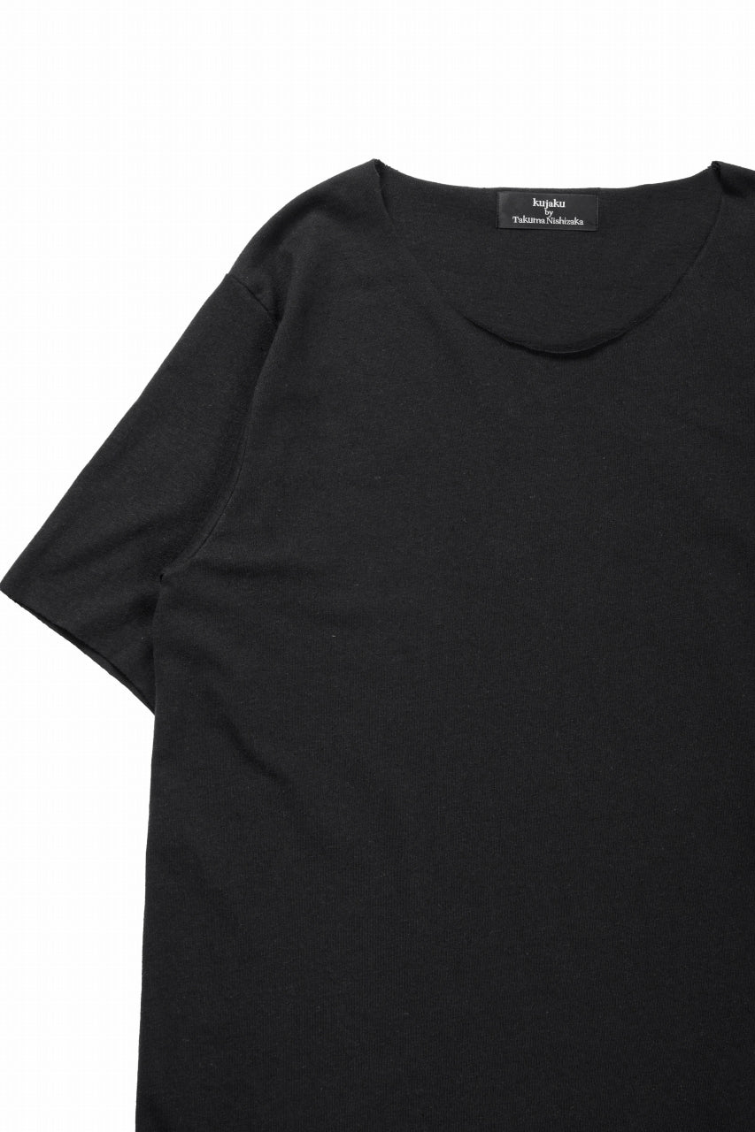 画像をギャラリービューアに読み込む, kujaku linen cotton jersey rawedge tops / K-875 (black)