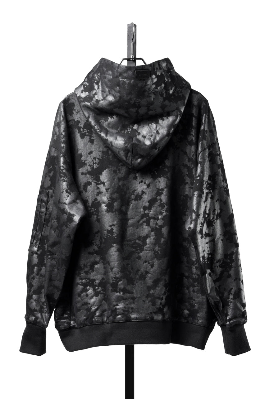 Load image into Gallery viewer, A.F ARTEFACT CARGO HOODIE PULLOVER / MOTTLED COATED SWEAT (BLACK)