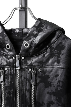 Load image into Gallery viewer, A.F ARTEFACT ZIP HOODIE TUCK SLEEVE BLOUSON / MOTTLED COATED SWEAT (BLACK)