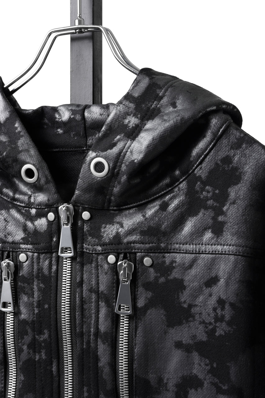 Load image into Gallery viewer, A.F ARTEFACT ZIP HOODIE TUCK SLEEVE BLOUSON / MOTTLED COATED SWEAT (BLACK)