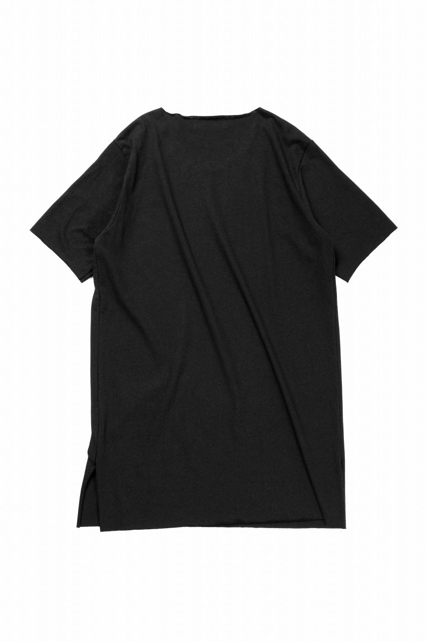 画像をギャラリービューアに読み込む, kujaku linen cotton jersey rawedge tops / K-875 (black)