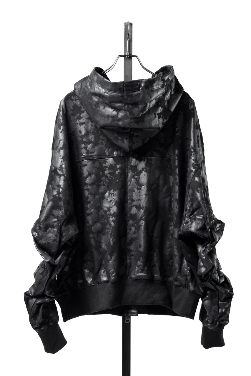 Load image into Gallery viewer, A.F ARTEFACT ZIP HOODIE TUCK SLEEVE BLOUSON / MOTTLED COATED SWEAT (BLACK)