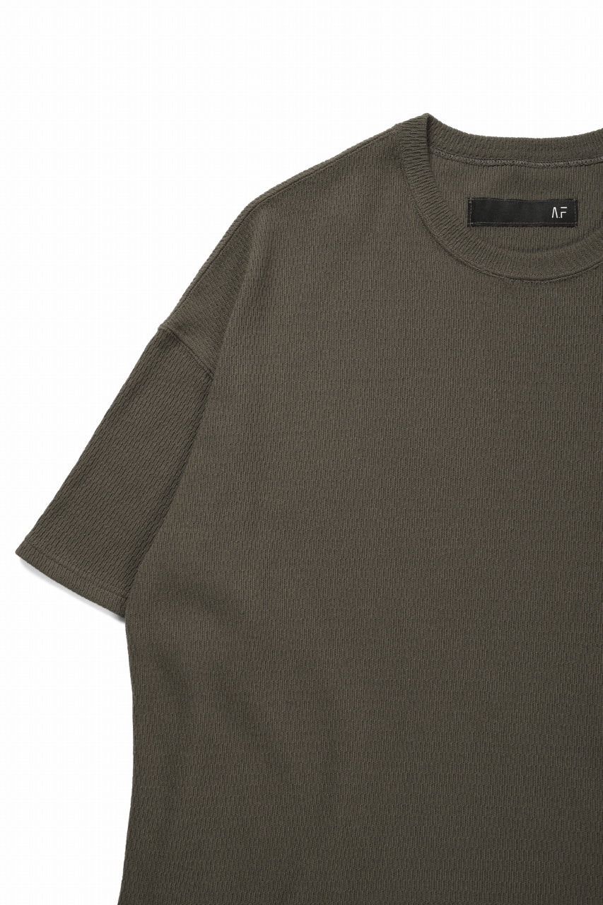 画像をギャラリービューアに読み込む, A.F ARTEFACT OVER SIZE FIT S/S TOP / HONEY COMB WAFFLE KNIT JERSEY (KHAKI)