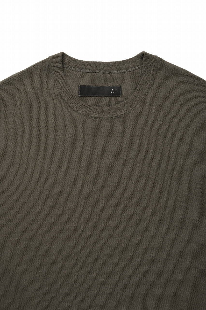 画像をギャラリービューアに読み込む, A.F ARTEFACT OVER SIZE FIT S/S TOP / HONEY COMB WAFFLE KNIT JERSEY (KHAKI)