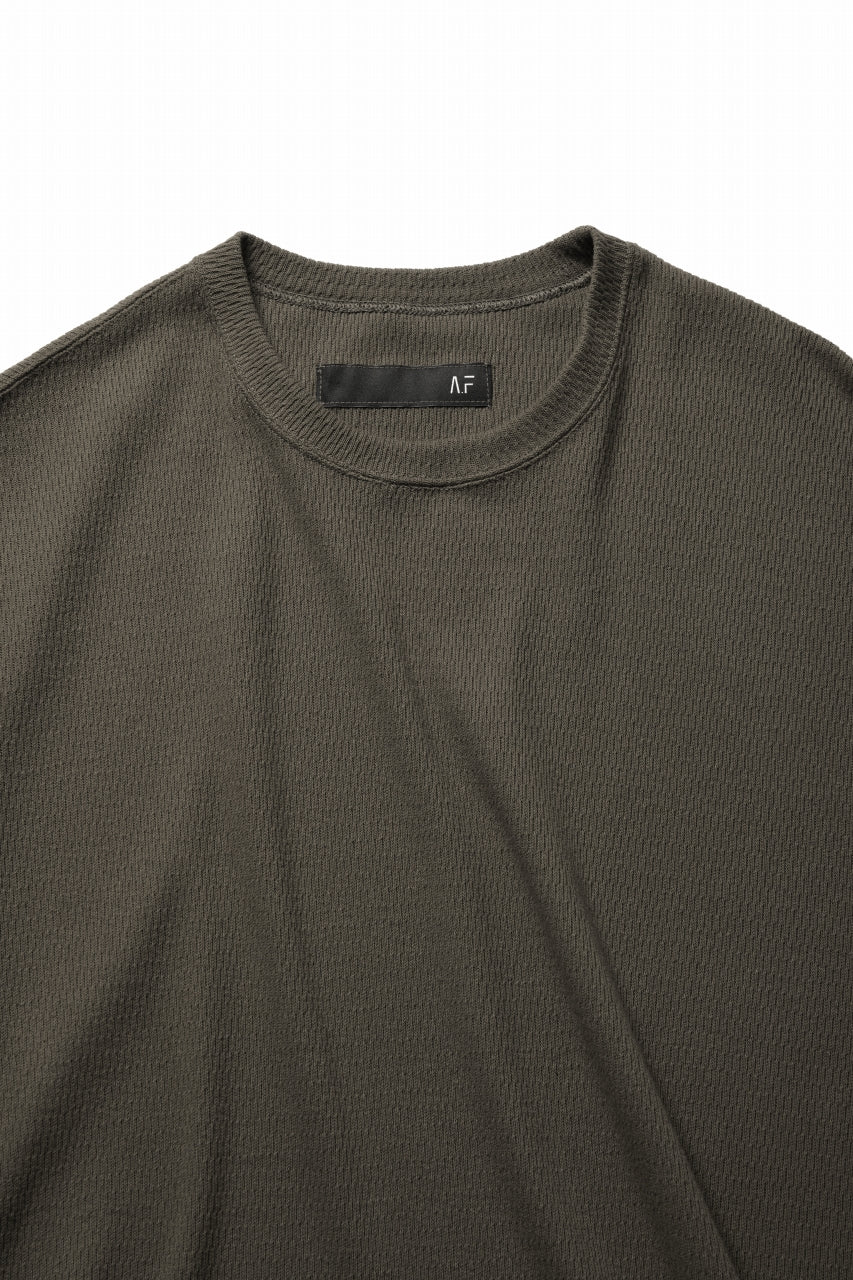 A.F ARTEFACT OVER SIZE FIT S/S TOP / HONEY COMB WAFFLE KNIT JERSEY (KHAKI)