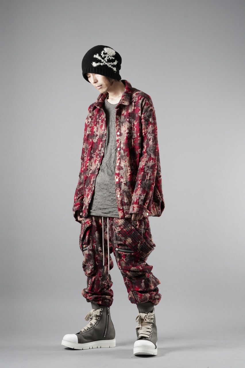 画像をギャラリービューアに読み込む, A.F ARTEFACT SNAPPED SHIRT / JACQUARD ABSTRACT PATTERN (RED)