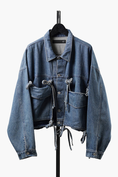 【SAMPLE】A.F ARTEFACT KNOTTING DETAIL SHORT JACKET / FADED DENIM (BLUE)
