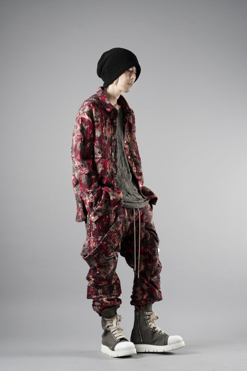 A.F ARTEFACT BELTED DETAIL JOGGER / JACQUARD ABSTRACT PATTERN (RED)