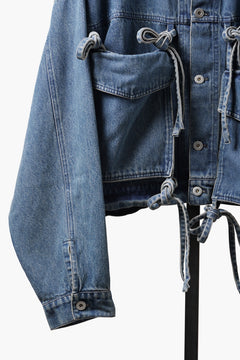 Load image into Gallery viewer, 【SAMPLE】A.F ARTEFACT KNOTTING DETAIL SHORT JACKET / FADED DENIM (BLUE)