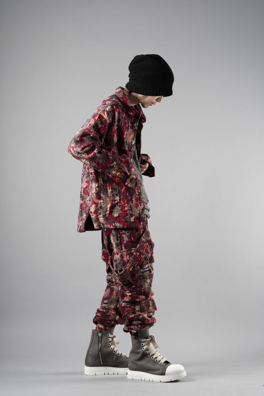 A.F ARTEFACT BELTED DETAIL JOGGER / JACQUARD ABSTRACT PATTERN (RED)