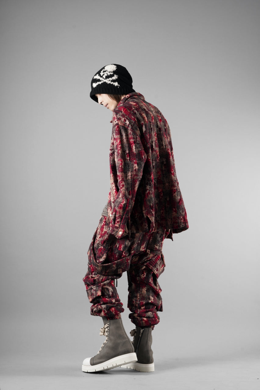 A.F ARTEFACT BELTED DETAIL JOGGER / JACQUARD ABSTRACT PATTERN (RED)