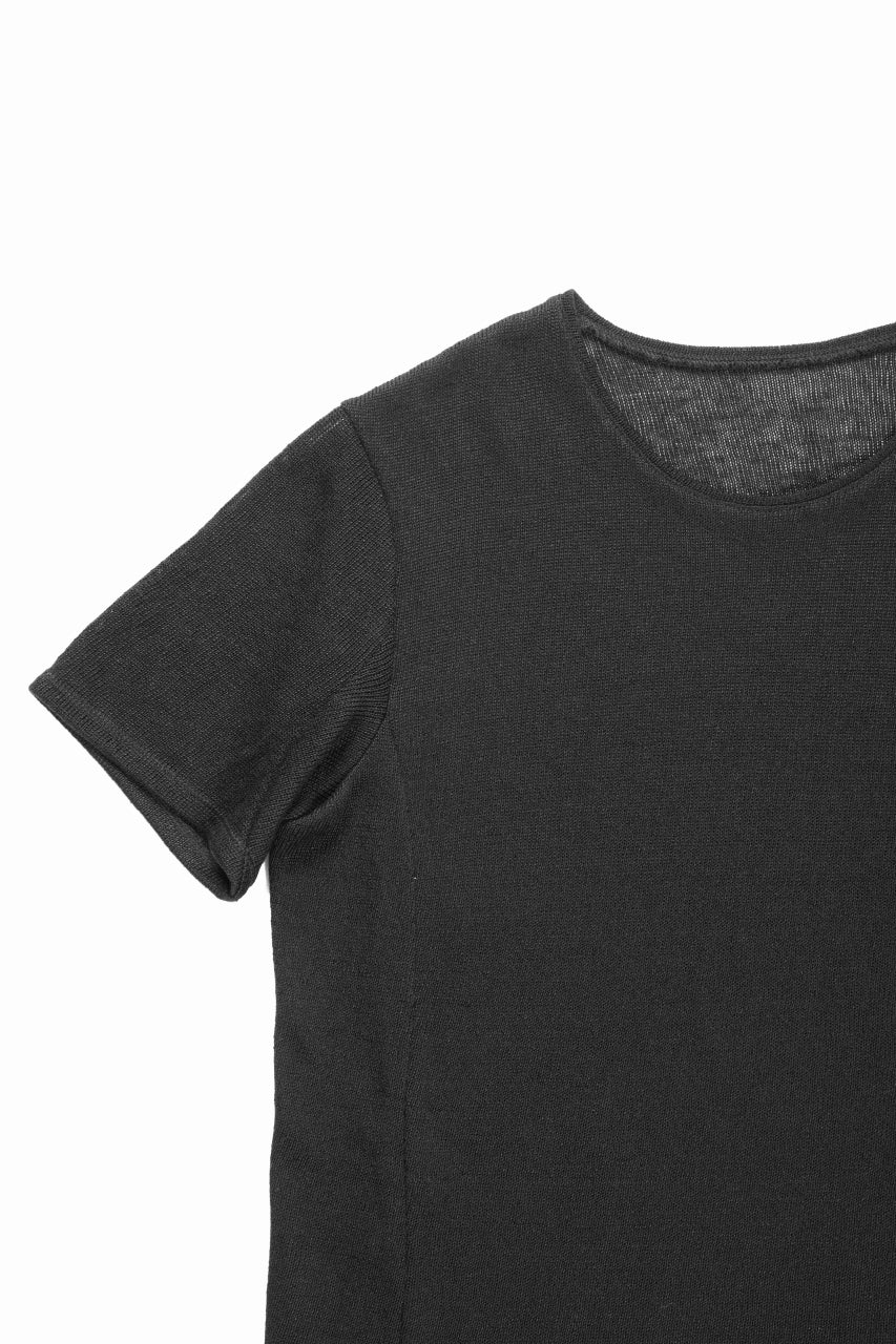 black crow x LOOM exclusive short sleeve tops / uneven linen jersey (BLACK)
