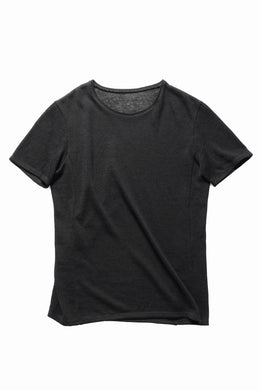 black crow x LOOM exclusive short sleeve tops / uneven linen jersey (BLACK)