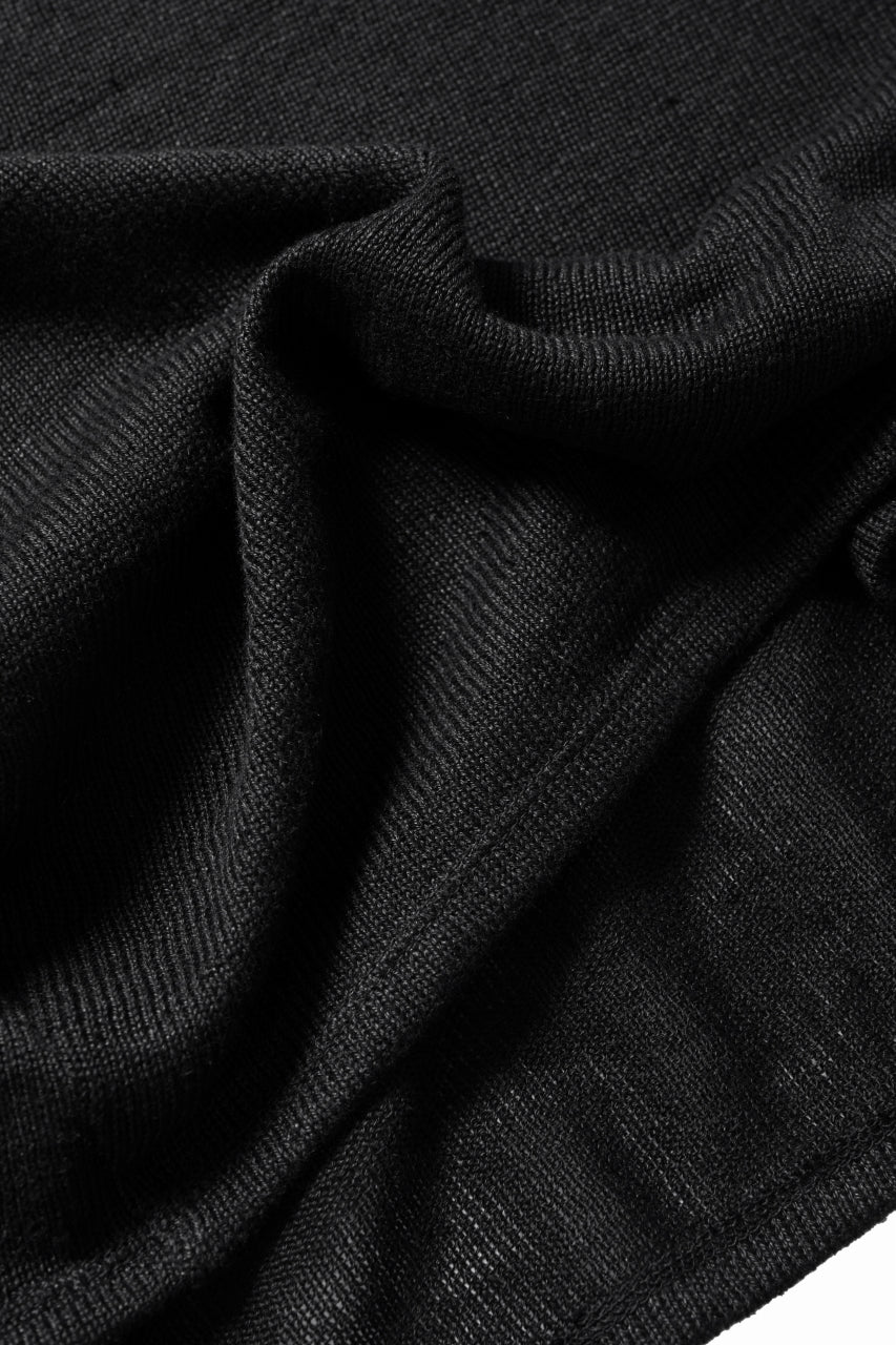 black crow x LOOM exclusive short sleeve tops / uneven linen jersey (BLACK)