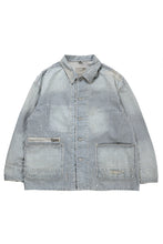 Load image into Gallery viewer, MADNESS RAILROAD HICKORY STRIPE WORK JACKET (INDIGO x WHITE)