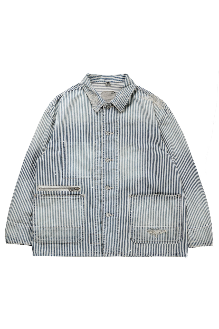 MADNESS RAILROAD HICKORY STRIPE WORK JACKET (INDIGO x WHITE