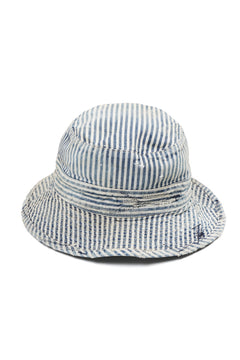 Load image into Gallery viewer, MADNESS RAILROAD HICKORY STRIPE BUCKET HAT (INDIGO x WHITE)