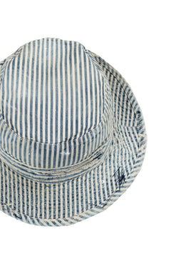 Load image into Gallery viewer, MADNESS RAILROAD HICKORY STRIPE BUCKET HAT (INDIGO x WHITE)