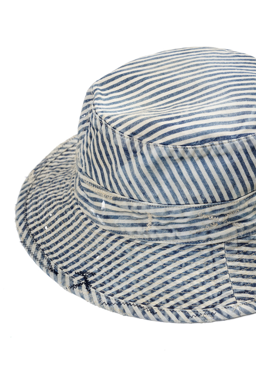 Load image into Gallery viewer, MADNESS RAILROAD HICKORY STRIPE BUCKET HAT (INDIGO x WHITE)