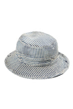 Load image into Gallery viewer, MADNESS RAILROAD HICKORY STRIPE BUCKET HAT (INDIGO x WHITE)