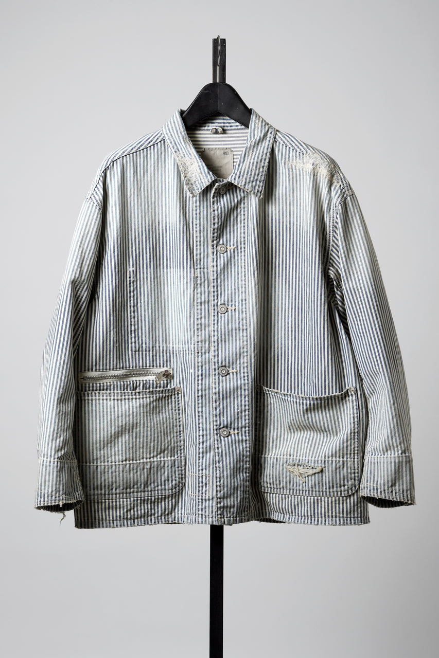 MADNESS RAILROAD HICKORY STRIPE WORK JACKET (INDIGO x WHITE