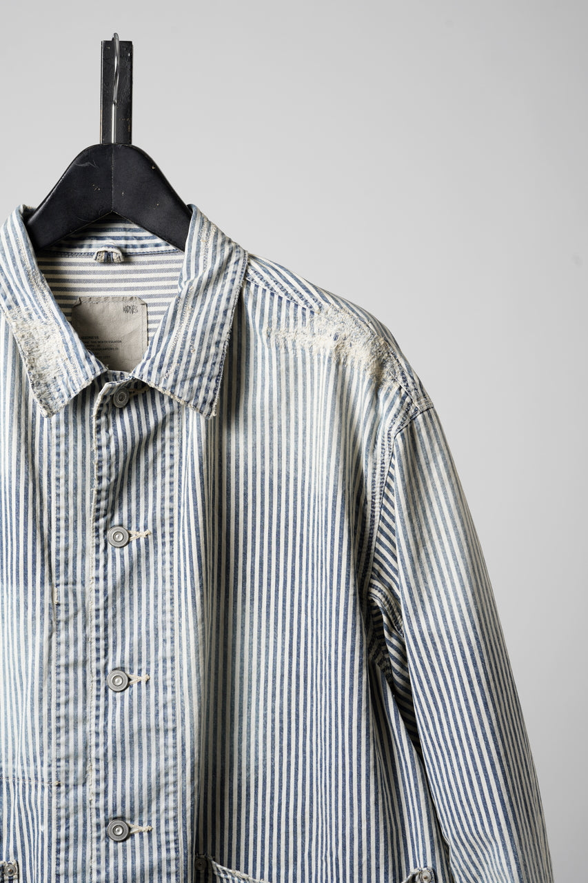 Load image into Gallery viewer, MADNESS RAILROAD HICKORY STRIPE WORK JACKET (INDIGO x WHITE)