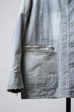 Load image into Gallery viewer, MADNESS RAILROAD HICKORY STRIPE WORK JACKET (INDIGO x WHITE)