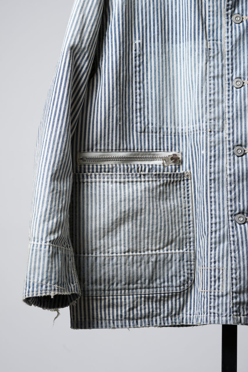 Load image into Gallery viewer, MADNESS RAILROAD HICKORY STRIPE WORK JACKET (INDIGO x WHITE)