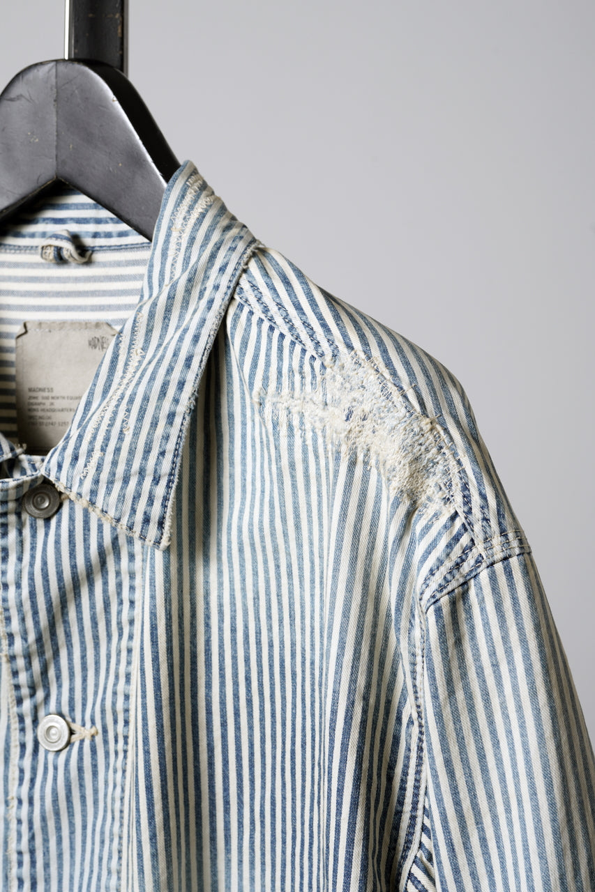 Load image into Gallery viewer, MADNESS RAILROAD HICKORY STRIPE WORK JACKET (INDIGO x WHITE)