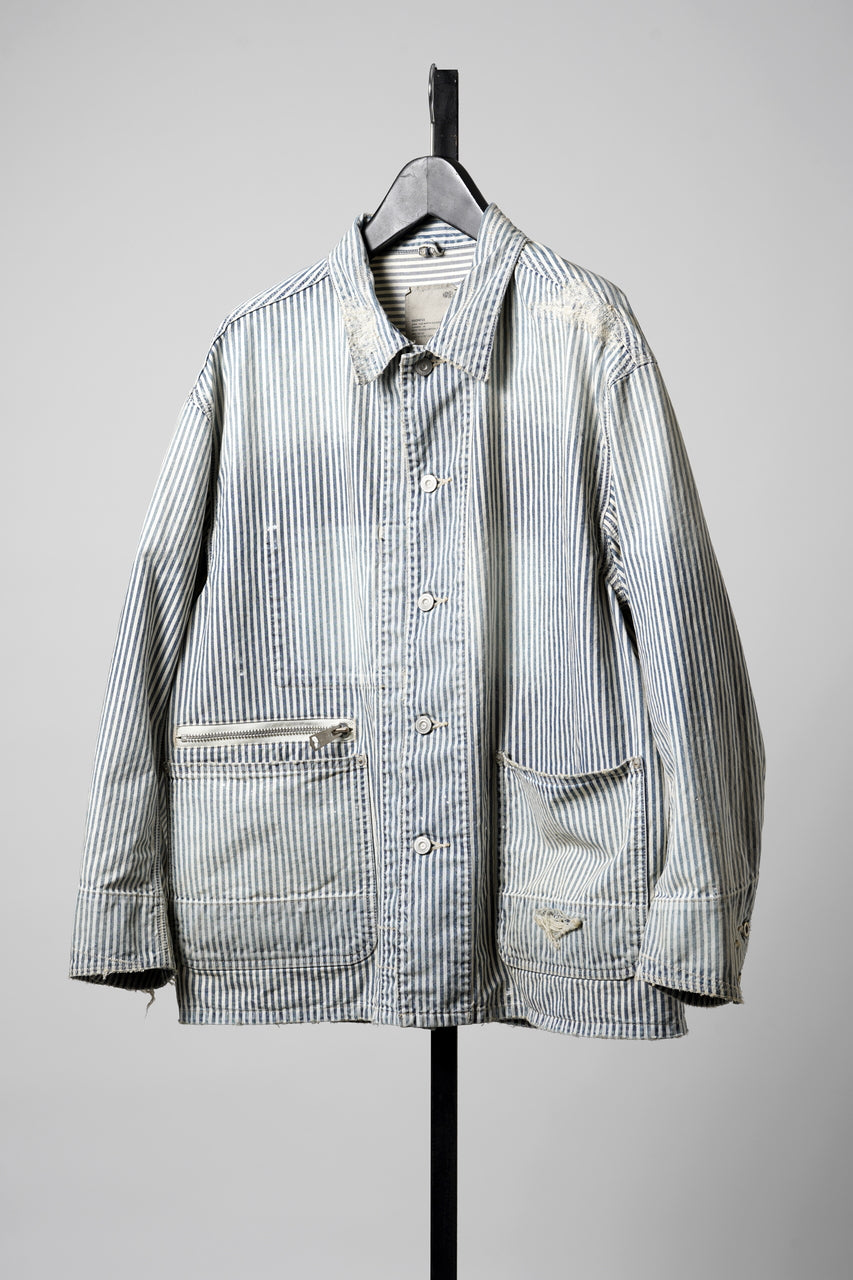 MADNESS RAILROAD HICKORY STRIPE WORK JACKET (INDIGO x WHITE