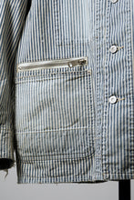 Load image into Gallery viewer, MADNESS RAILROAD HICKORY STRIPE WORK JACKET (INDIGO x WHITE)