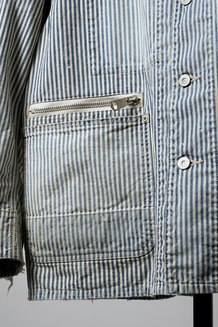 Load image into Gallery viewer, MADNESS RAILROAD HICKORY STRIPE WORK JACKET (INDIGO x WHITE)