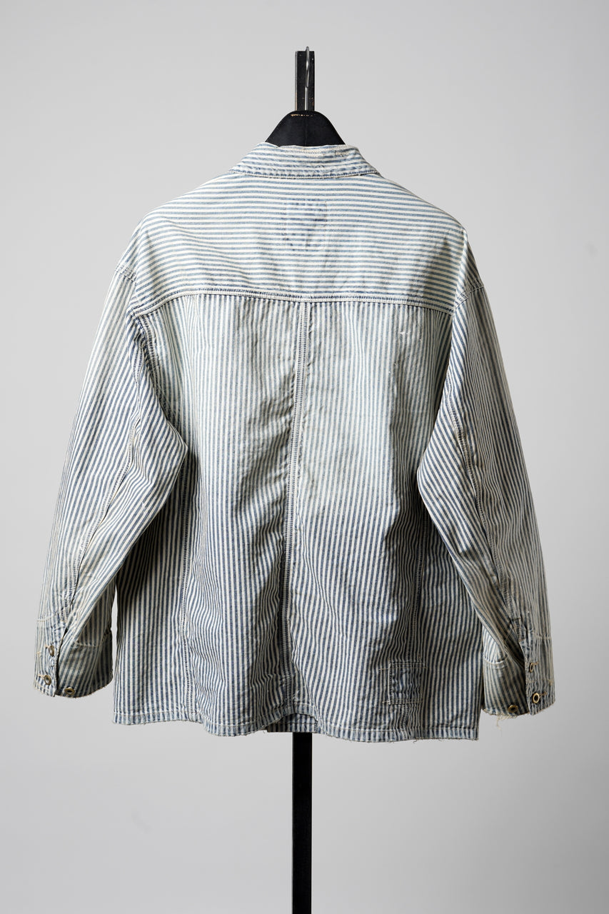 Load image into Gallery viewer, MADNESS RAILROAD HICKORY STRIPE WORK JACKET (INDIGO x WHITE)