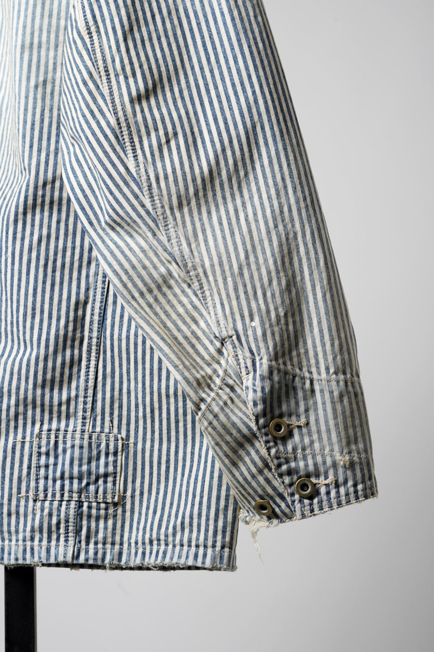 Load image into Gallery viewer, MADNESS RAILROAD HICKORY STRIPE WORK JACKET (INDIGO x WHITE)
